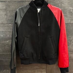 Comme Des Garcons Shirt Faux Leather Sleeves  Bomber Jacket size S